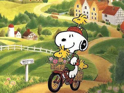 Até o Snoopy passeia de bike! <3